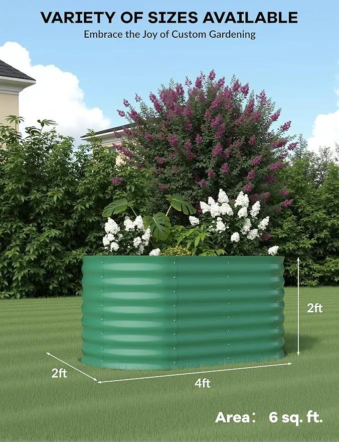 4x2x2 ft Raised Garden Bed,Galvanized Raised Planter Boxes Outdoor with Easy Assembly, Large Garden Bed for Vegetables, Fruits, Flower,Raised Garden Bed,Green by GreenHaven Gardens