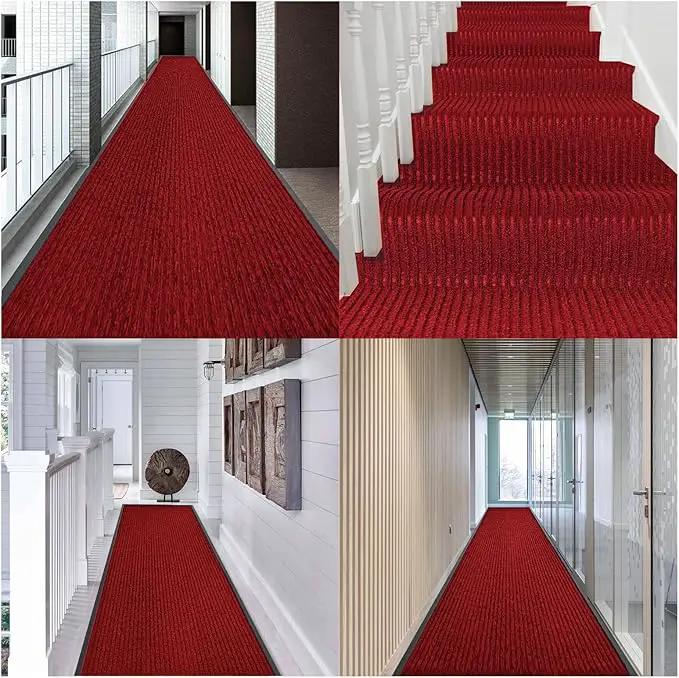 Rubber Door Mat About W3' ×L10' Heavy Duty Large Outdoor Indoor Mat Durable Entrance Doormat Waterproof Rubber Back Rugs for Home Entryway Patio Porch Office Business Areas (Wine Red) by GreenHaven Gardens