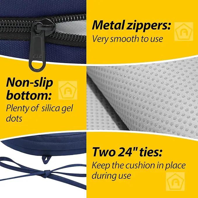 AAAAAcessories Outdoor Seat Cushions for Chairs, Waterproof, Fade-Resistant Patio Furniture Replacement Cushions, 15" x 15" x 2", Set of 2, Navy Blue by GreenHaven Gardens