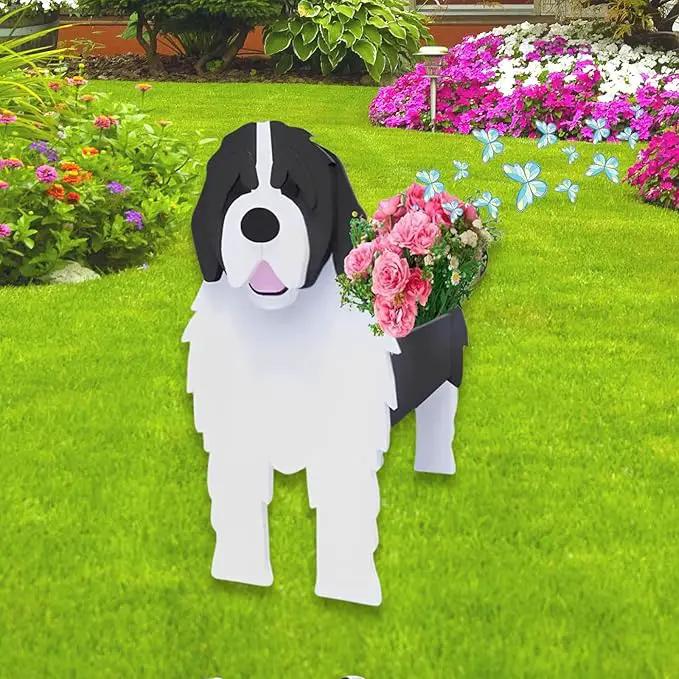 Newfoundland Dog Planter Plant Pots,Cute Garden Dog Flower Planter,Dog Planters Birthday Gifts for Women,Office,Indoor/Outdoor Decor（9.45 * 6.77 * 13.99in） by GreenHaven Gardens