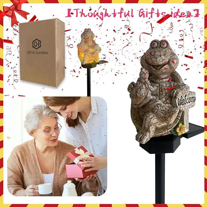 QH & Garden 2-Pack Squirrel and Turtle Garden Statues Decor，LED Waterproof Animals Lights for Garden, Balcony, Yard, Lawn, Pathway, Walkway - Garden Solar Powered Outdoor Decor by GreenHaven Gardens