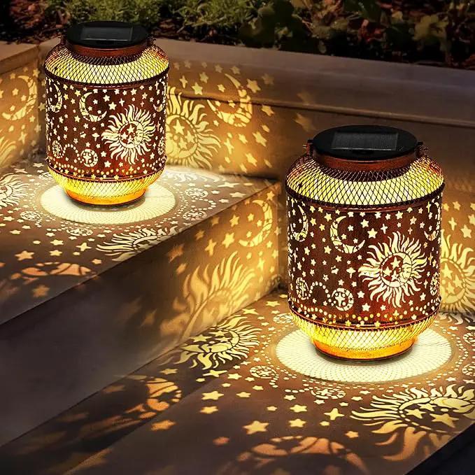 Solar Lanterns Outdoor Garden Decor, Metal Sun Moon Decor Lanterns Birthday Gifts for Women Mom Grandma, Waterproof Hanging Outdoor Solar Lights for Patio, Yard, Lawn, Landscape by GreenHaven Gardens