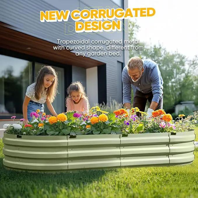 KING BIRD Raised Garden Bed Kit 2025 Upgraded Quick-Setup Galvanized Planter Garden Box Outdoor for Gardening, Vegetables, Flowers, 74x36x12 in, Olive Green by GreenHaven Gardens