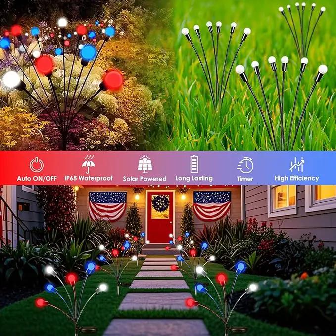 OZS 6pack Solar American Flag Lights - 4th of July Solar Garden LED Outdoor Waterproof Firefly Light for Memory Day, Independence Day, National Day Decoration (Red White Blue) by GreenHaven Gardens