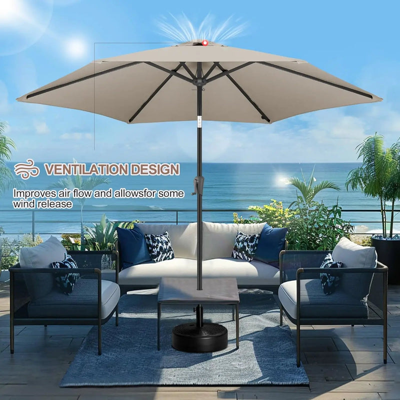 FLAME&SHADE 10ft Patio Umbrella - Outdoor Umbrella with 6 Sturdy Ribs, Push Button Tilt and Crank, UV Protection Table Market Umbrella for Pool, Porch，Garden, Deck, Backyard (Taupe) by GreenHaven Gardens