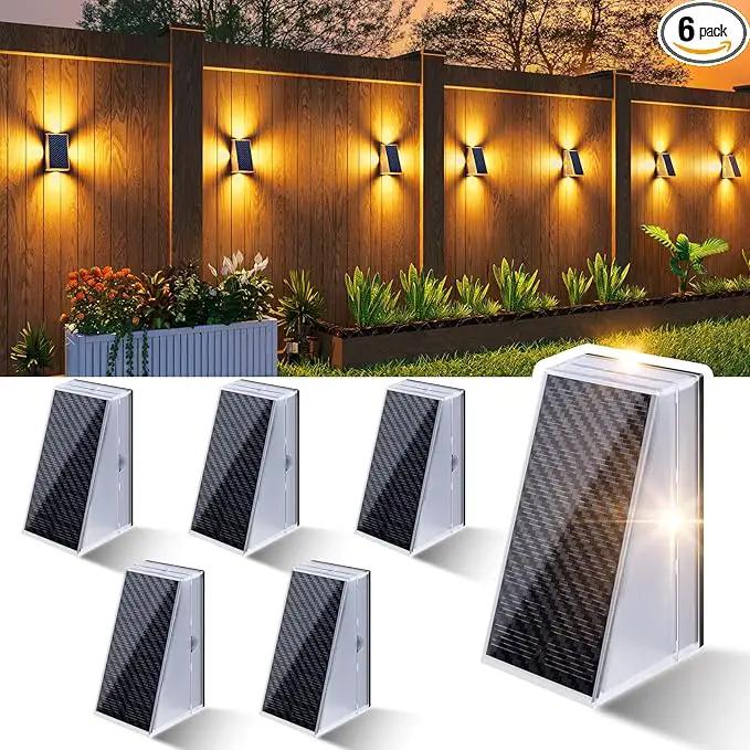 KINKAI Outdoor Solar Lights - 6 Pack Fence Lights Solar Deck Light Outdoor Wall Light with 11 Lighting Modes for Outside Garden Stairs Pool (Warm Light) by GreenHaven Gardens