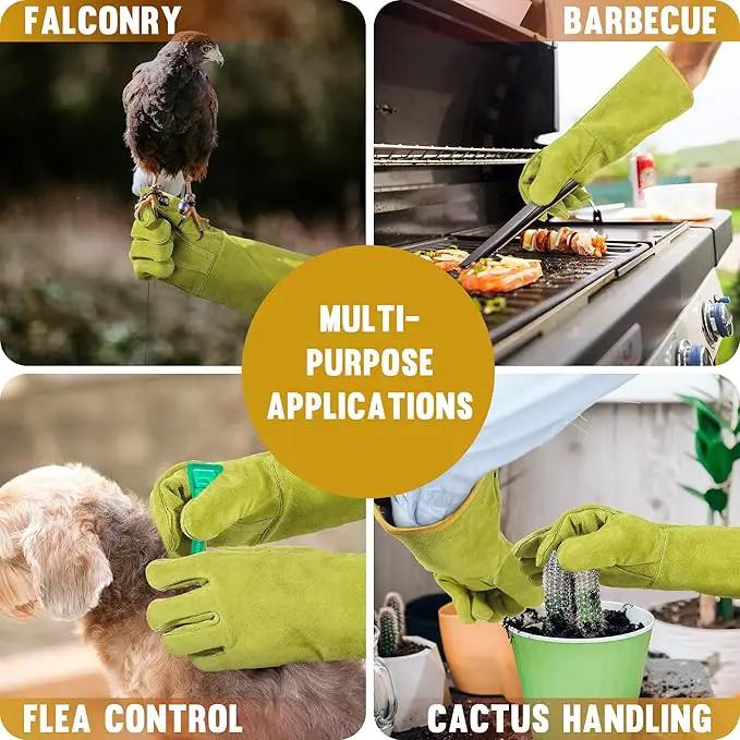 HANDLANDY Animal Handling Gloves, Bite Proof Cat Gloves, Ideal for Rose Pruning, Gardening, Falconry, Pet Grooming (Ginger yellow, 16 Inches) by GreenHaven Gardens