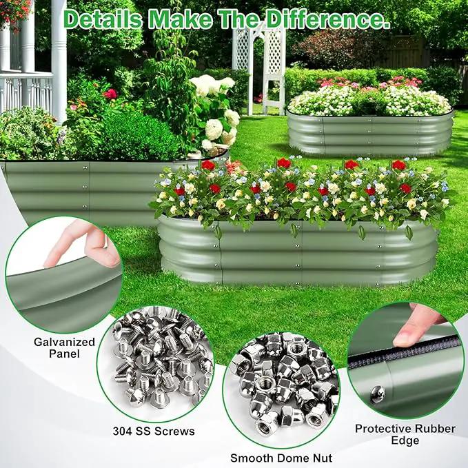 Olive Green 4x2x0.9ft Raised Garden Bed, Deep Metal Garden Bed, Large Galvanized Raised Garden Beds Outdoor, Raised Planter Box Kit for Vegetables, Flowers, Fruits by GreenHaven Gardens