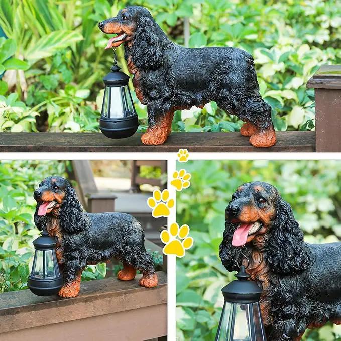 Afirst Solar Dog Statue Garden Decor- Outdoor Decor with Solar Lantern Lovely American Cocker Spaniel Figurine Patio Lawn Yard Art Ornaments Housewarming Gift by GreenHaven Gardens