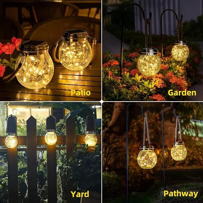 ROSHWEY Solar Lantern, 2 Pack Garden Decor Lights Waterproof Outdoor Lanterns with 30 LED Solar Lights Patio Hanging Lights for Backyard Fence Pathway Porch Christmas Decorative, Warm White by GreenHaven Gardens