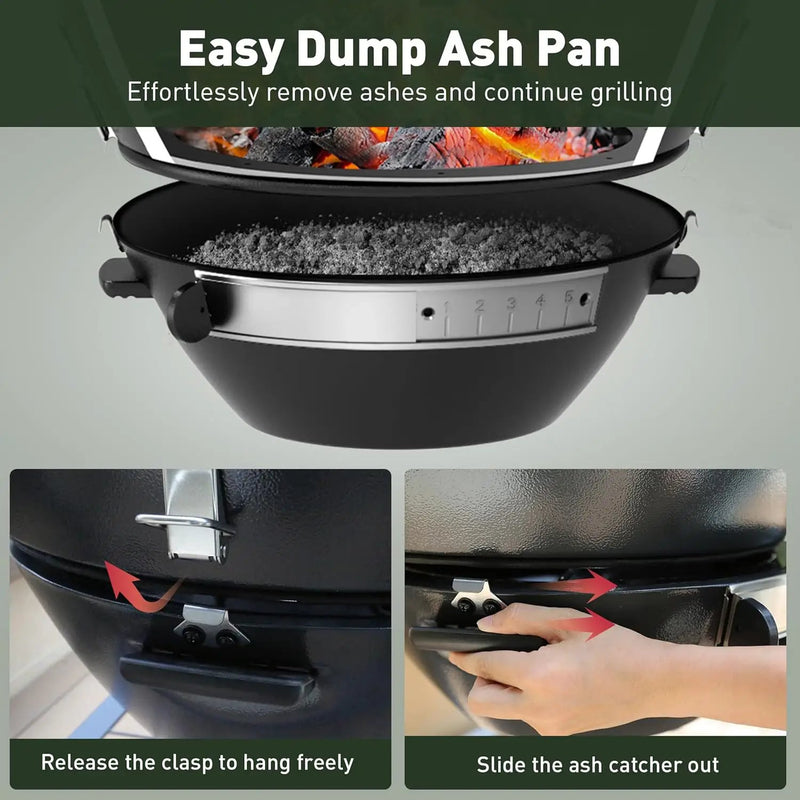 Brand-Man RODEO Steel Kamado Charcoal Grill & Smoker - 22" Cast Iron Grates, Grilling Basket, Large Prep Table Cart, Ideal for Outdoor Cooking by GreenHaven Gardens