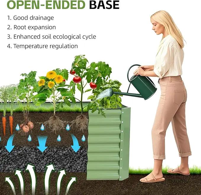 8x2x2ft Raised Garden Bed - Galvanized Deep Root Planter Boxes Outdoor with Wing Nuts and Safety Edges for Gardening Vegetables, Flowers, Herbs, Succulents - Olive Green by GreenHaven Gardens