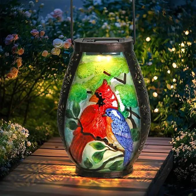 MUMTOP Solar Lanterns Outdoor Waterproof Cardinal Bluebird Solar Powered LED Lights Hanging Solar Lantern Metal Decorative for Patio Table Garden Outside Yard Backyard by GreenHaven Gardens