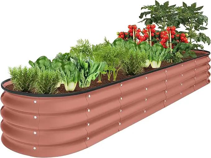 Best Choice Products 8x2x1ft Outdoor Metal Raised Garden Bed, Oval Deep Root Planter Box for Vegetables, Flowers, Herbs, and Succulents w/ 108 Gallon Capacity - Terracotta by GreenHaven Gardens