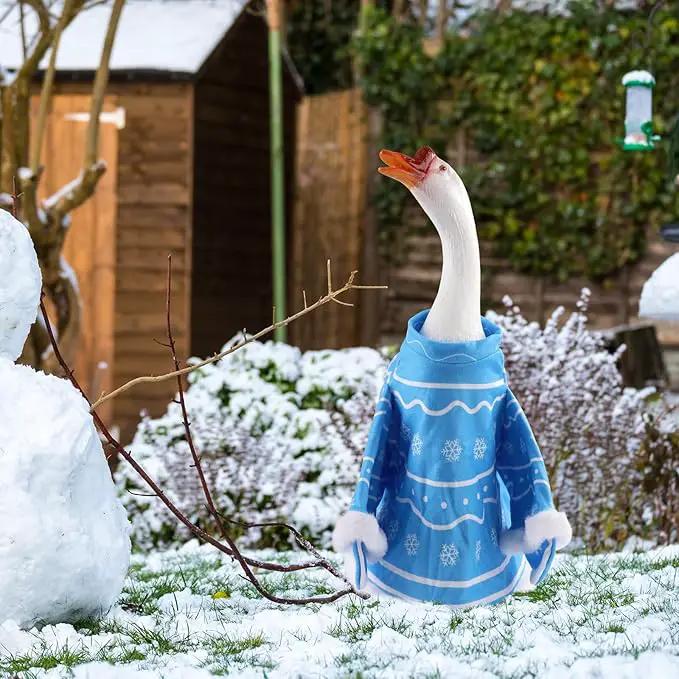 Goose Outfit, Winter Goose Outfits for Cement Goose Cute Goose Costume Yard Goose Clothing Goose Yard Statue Clothes for Outdoor Patio Yard Lawn Statueart Goose Decoration(Dwarf) by GreenHaven Gardens