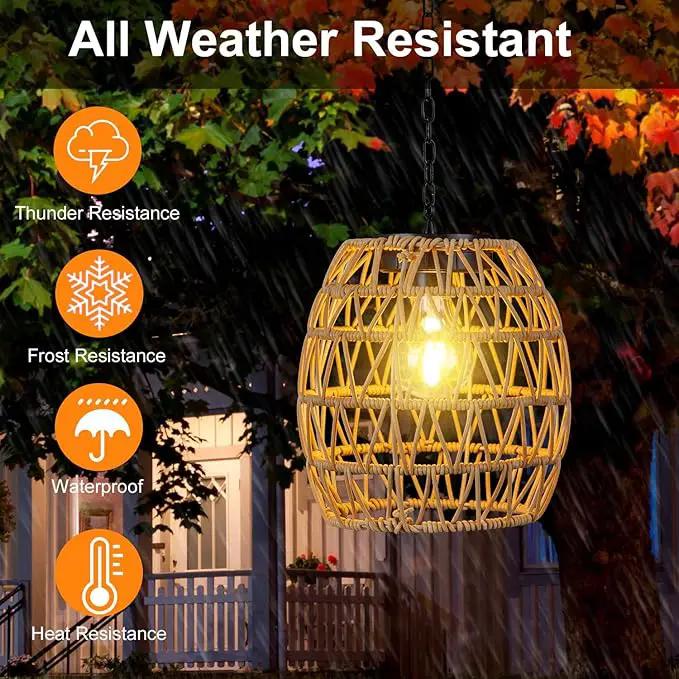 Solar Lanterns Outdoor Waterproof Light, Rattan Solar Powered Lantern for Hanging or Table Lamp Chandelier Light for Outside Patio Yard Garden Gazebo Porch Home Decorations by GreenHaven Gardens