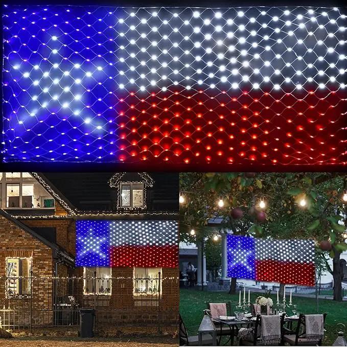 Texas Flag Net Lights Outdoor 3.3x6.6 FT - 384 LED Patriotic American Flag Decor with 8 Modes, Waterproof for 4th of July, Christmas, Yard, Porch, Parties by GreenHaven Gardens
