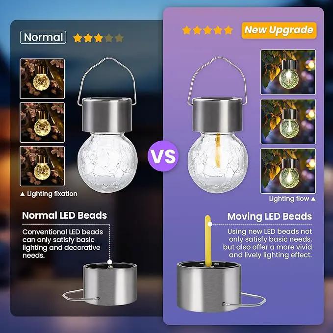 Hanging Solar Lights Outdoor,New Upgraded Moving Led Beads,Solar Powered Waterproof Lighting,4 Pack Hanging Globe Solar Lights for Garden Yard Patio Fence Christmas Decoration (Warm White) by GreenHaven Gardens