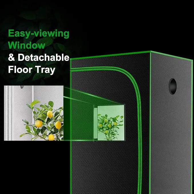 MELONFARM 32"x32"x63'' Grow Tent, High Reflective 600D Diamond Mylar Canvas with Observation Window and Floor Tray for Hydroponic Indoor Plant Growing by GreenHaven Gardens