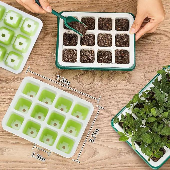 10pcs Reusable Seed Starter Tray, 120 Cells Seed Starter Kit, Silicone Seedling Starter Trays for Starting Plant Seeds with Flexible pop-Out Cells, Indoor Gardening Plant Germination Trays by GreenHaven Gardens