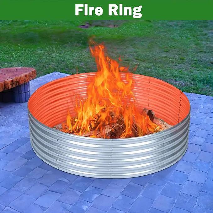 OUSHENG 5x5x1ft Round Galvanized Raised Garden Beds Outdoor, Steel Fire Pit Ring Flower Planter Large Metal Above Ground Boxes Kit for Gardening Vegetables Outside by GreenHaven Gardens