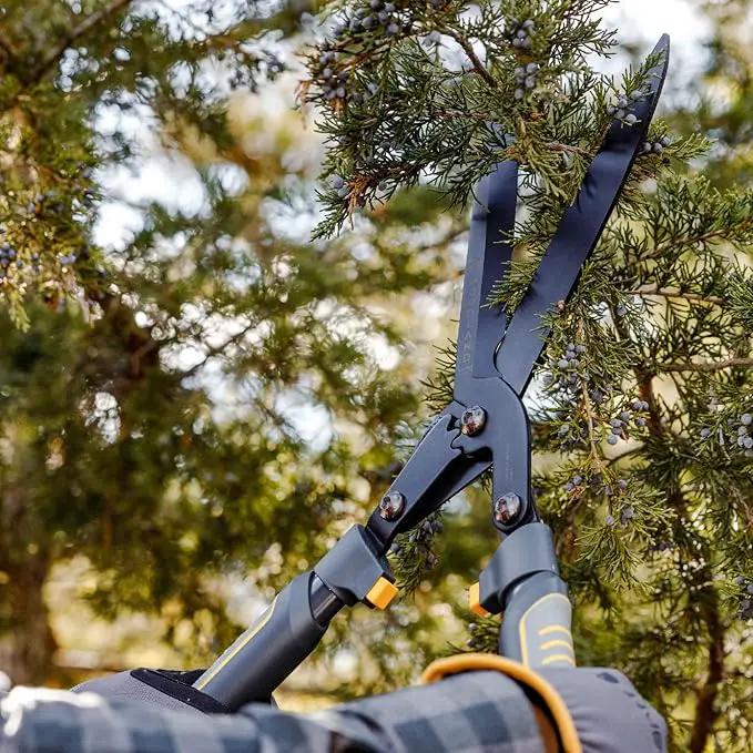 Woodland Tools Super Duty Hedge Shears, 23 Inch Manual Hedge Clippers with 10 Inch Gear-Assist Blades, Power Notch, and Non Stick Coating, Heavy Duty Trimmer for Thick Shrubs and Hedges by GreenHaven Gardens