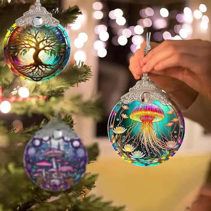 Stained Glass Suncatcher, Jocidea Jellyfish Ornament, Christmas Ornaments, Holidays Ornaments, Christmas Tree Decor, Jellyfish Decor for Home, Jellyfish Gifts by GreenHaven Gardens