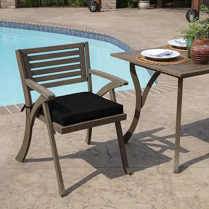 Arden Indoor/Outdoor Seat or Rocking Chair Cushion, 19 x 18, Water Repellent, Rain Proof, Fade Resistant Cushion for Rocking or Dining Chairs Black Leala by GreenHaven Gardens