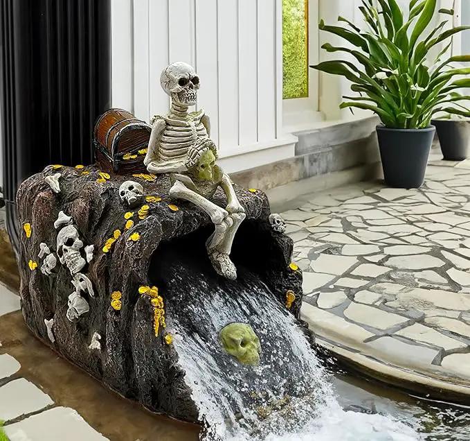 Luminous Skeleton Sculpture Gutter Downspout Extender,Garden Statue Ornament,Decor Downspout Diverter,Perfect Rain Diverter for 3"x4" Downspouts, Eco-Friendly Resin,Perfect Outdoor Decor Gift by GreenHaven Gardens