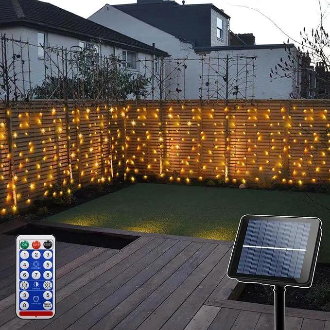 Solar Powered Curtain Lights 33ftx 3ft 500 LED Outdoor Curtain Lights Waterproof with Remote Timer for Garden Patio Fence Wedding Wall Gazebo Decor - Warm White by GreenHaven Gardens