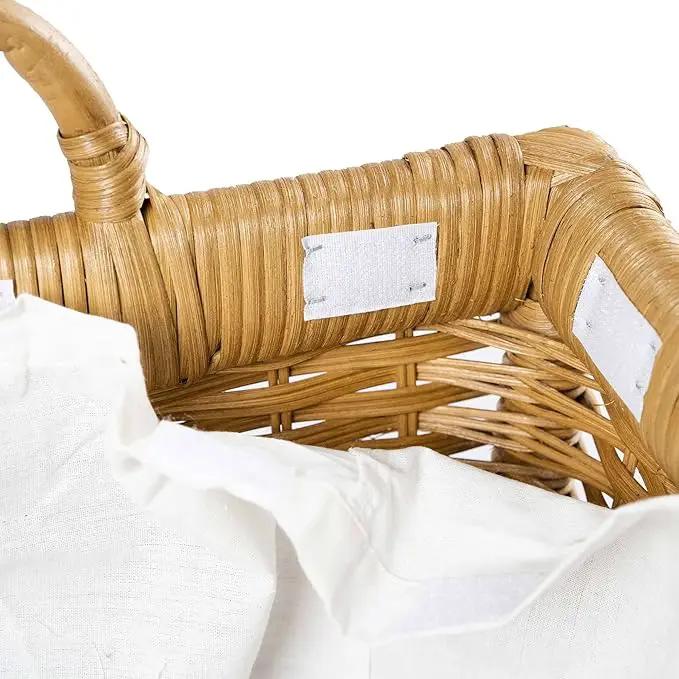 The Basket Lady Lift-Off Lid Wicker Storage Basket, Large, 24.5 in L x 18 in W x 17.5 in H, Sandstone by GreenHaven Gardens