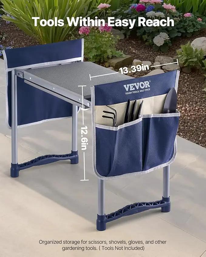 VEVOR Garden Kneeler and Seat Heavy Duty, Portable Garden Stool with 11'' EVA Kneeling Pad and 2 Tool Bags, Folding Garden Bench to Relieve Knee & Back Pain, Great Gifts for Seniors, Family Gardeners by GreenHaven Gardens