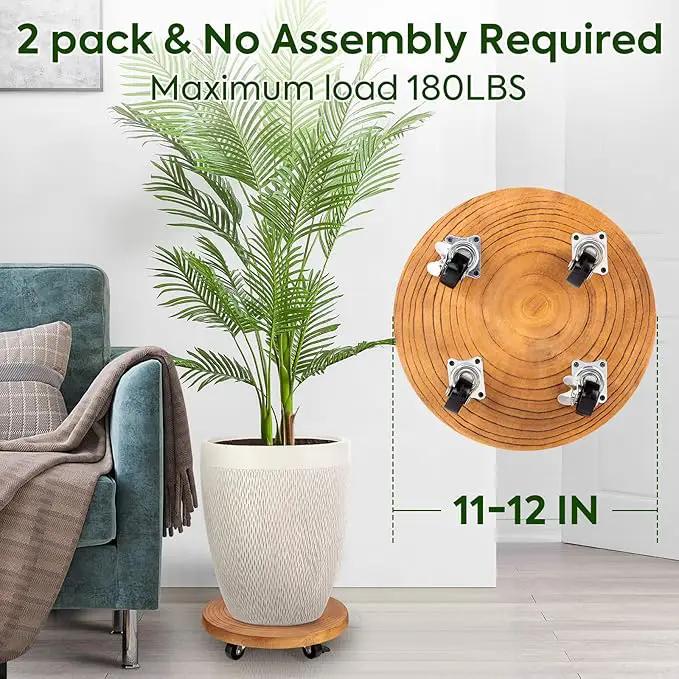 Yangbaga 2Pack 12inches Tree Plant Stand with Wheels,Rolling Plant Caddy with Wheels Heavy Duty- Plant Rollers with Lockable Casters for Outdoor /Indoor/Plant Pot/Flower Pot/Patio by GreenHaven Gardens