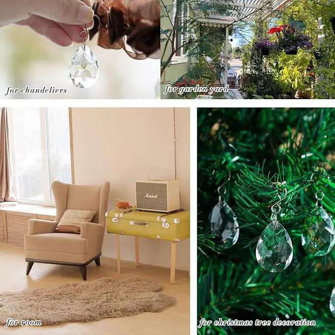 10pcs 38mm Clear Crystal Teardrops Chandelier Parts,Chandelier Crystal Prisms Pendants with Hook,Hanging Crystals for Lamp Window Christmas Tree Decoration Suncatcher by GreenHaven Gardens