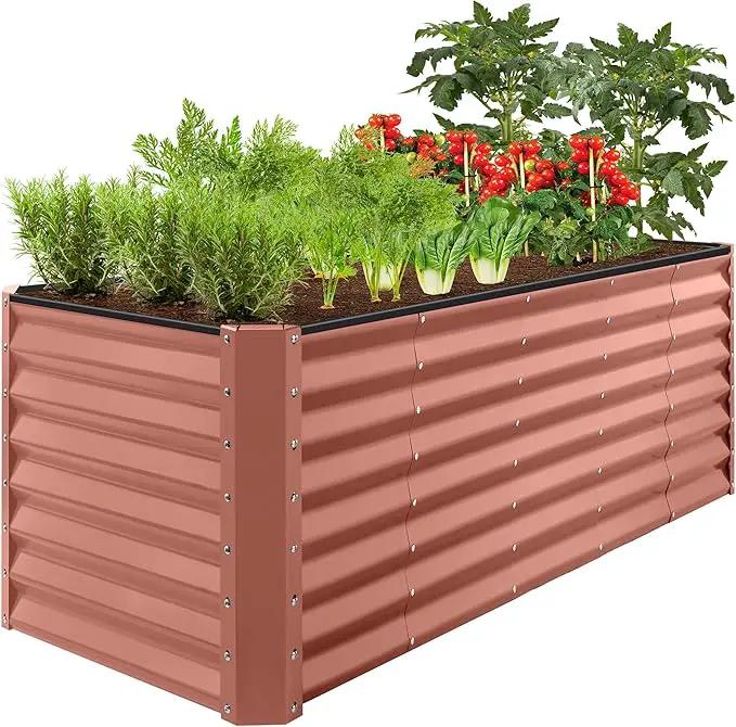 Best Choice Products 8x2x2ft Outdoor Metal Raised Garden Bed, Rectangular Deep Root Planter Box for Vegetables, Flowers, Herbs, and Succulents w/ 239 Gallon Capacity - Terracotta by GreenHaven Gardens