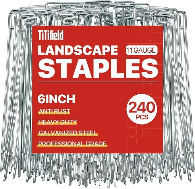 240 Pack Landscape Staples Garden Staples Yard Stakes 6 Inch 11 Gauge Anti-Rust Heavy-Duty Fence Stakes Metal Sod Pins for Weed Barrier Fabric Irrigation Tubing Hose by GreenHaven Gardens