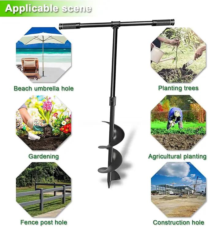 LONGRUN Manual Garden Hole Digging Drill Bit, Hand Drill Auger Post Hole Digger for Planting, Spiral Drill Planter for Bulb, Flower, Tree, Seedlings, Bedding Plants, Umbrella, Fence Holes-6"x 38" by GreenHaven Gardens