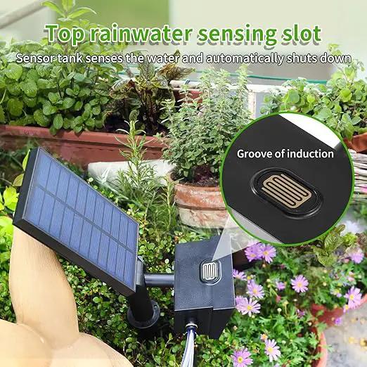 Solar Drip Irrigation System, Automatic Irrigation System for Outdoor Gardening，2200mA Battery and rain Sensing Function,for courtyards, Balconies, Gardens, 10 Potted Plants by GreenHaven Gardens