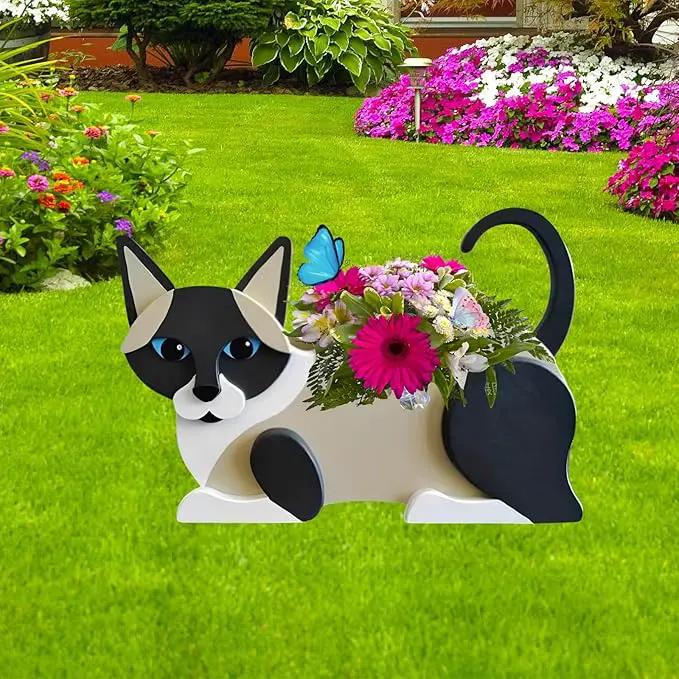 Siamese Cat Planter Plant Pots,Cute Garden Dog Flower Planter,Dog Planters Birthday Gifts for Women,Office,Indoor/Outdoor Decor(12.5 * 5.6 * 7.8in) by GreenHaven Gardens