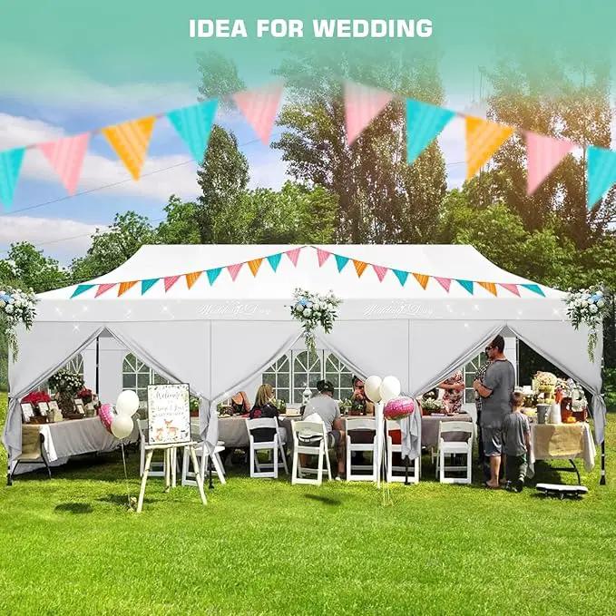 COBIZI 10x30 Pop Up Canopy Tent Heavy Duty with 8 Removable Sidewalls, Commercial Portable Tents for Parties Ez Up Canopy All-Weather Windproof & Waterproof and UPF 80+ Wedding Tent Sun Shelter by GreenHaven Gardens