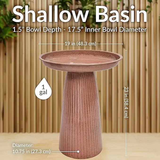 Sunnydaze Gleeful Garden Metal Bird Bath for Outdoors - Large Decorative Iron Birdbath - 23-Inch - Canyon Clay Glaze by GreenHaven Gardens
