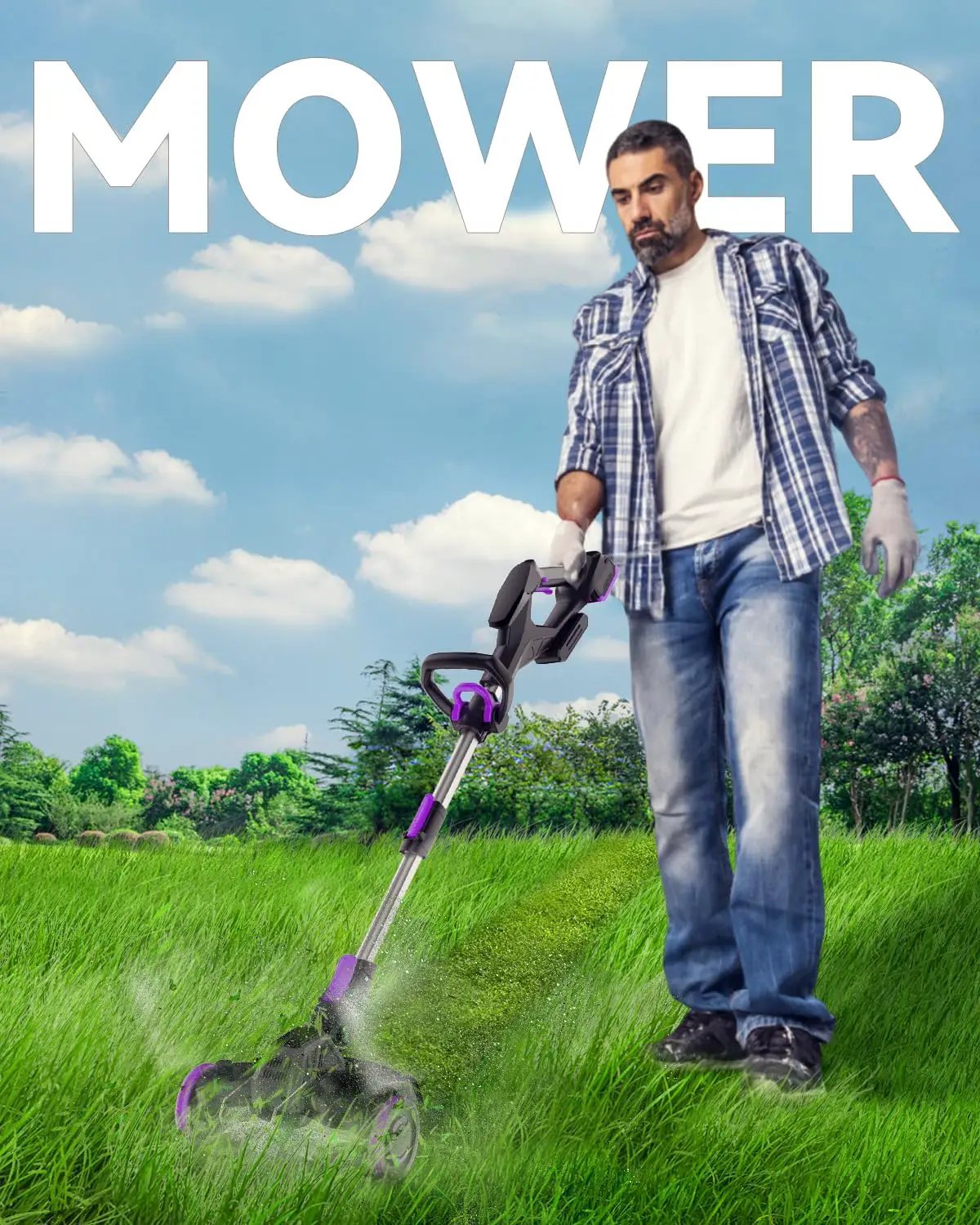 Weed Wacker Cordless, GearBrushless™, 3-in-1 Edger/Mower/Trimmer with Blade, 120 Min Runtime(with Two Batteries) by GreenHaven Gardens