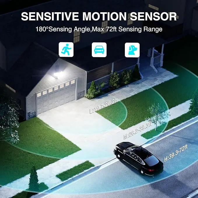 85W LED Security Lights Motion Sensor Light Outdoor, 8500LM Dusk to Dawn, IP65 Waterproof, 6500K, 3 Head Motion Detected Flood Light, Floodlight for Outside, Garage, Yard, Porch (White) by GreenHaven Gardens