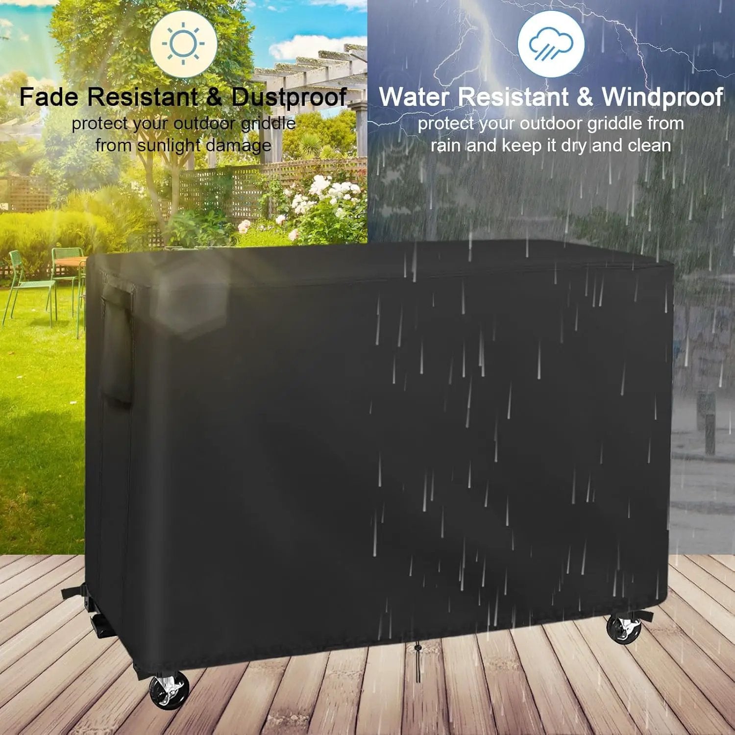 Flat Top Grill Cover Waterproof for Royal Gourmet 8-Burner Gas Grill with Side Tables Down, Weatherproof Cover for Protecting BBQ Grill/Propane Griddle/Outdoor Grill by GreenHaven Gardens