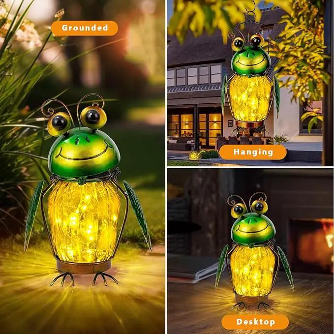 2 Pack Solar Lanterns Outdoor Waterproof Frog Hanging Solar Lantern, LED Glass Jar Outdoor Lanterns, Garden Lantern Lights for Yard Tree Table Xmas Metal Decoration by GreenHaven Gardens