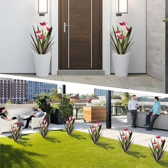 Homight Metal Agave Plant Outdoor Decoration Outdoor Garden Decoration Lily Mexican Yard Art Plant Garden Agave Lily Decorative Garden Gift (3 Big Red Lilies), HM-390-345 by GreenHaven Gardens