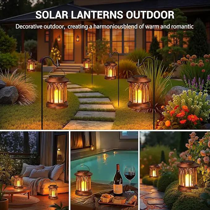 KOOPER 4 Pack Solar Lantern Outdoor Lights, Hanging Solar Lanterns Outdoor Decorative, Lanterns LED Flickering Flameless Candle Mission Lights for Yard Table Garden Decor by GreenHaven Gardens