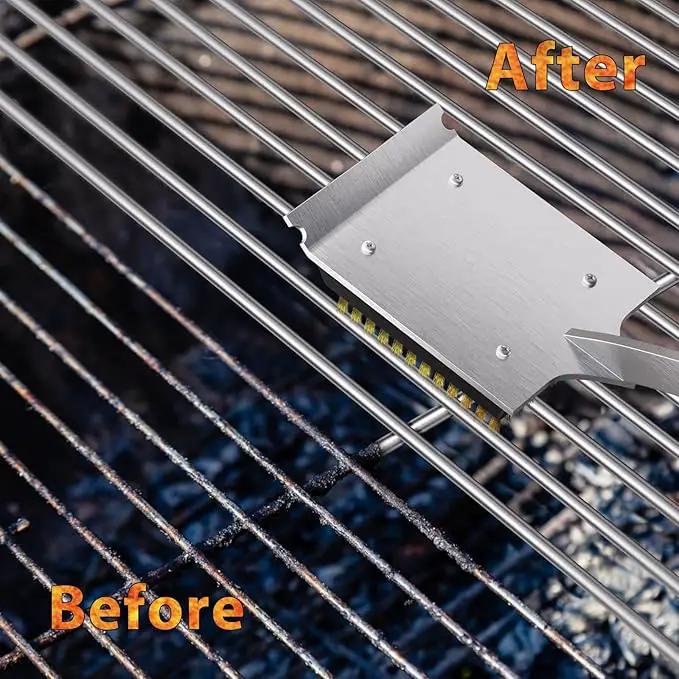 ENLOY Copper Wire Grill Brush Replacement Head, Grill Cleaning Bristle Brush with 4 Screws, BBQ Cleaning Replacement Brush Head for Gas, Porcelain, Ceramic, Cast Iron, Stainless Steel Grills and More by GreenHaven Gardens