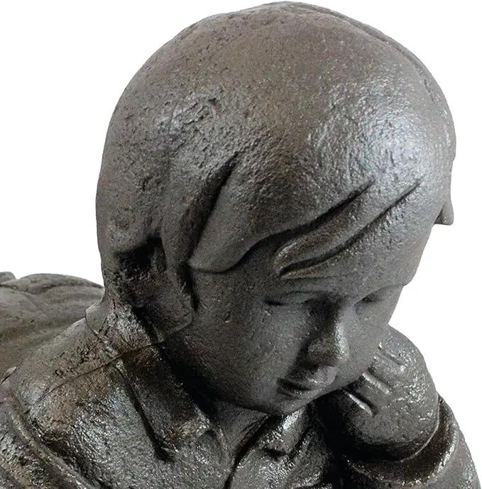 Emsco Group 92246 Day Dreaming Boy Statue – Natural Appearance – Made of Resin – Lightweight – 16” Height Garden, BRONZE by GreenHaven Gardens