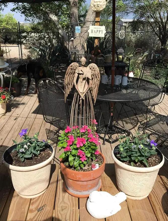 Morning View Metal Angel Statue Decor for Garden Yard Art Outdoor Standing Large Angel Decorations with Star Antique Patio Patio Lawn Holiday Christmas 26 Inches Tall by GreenHaven Gardens